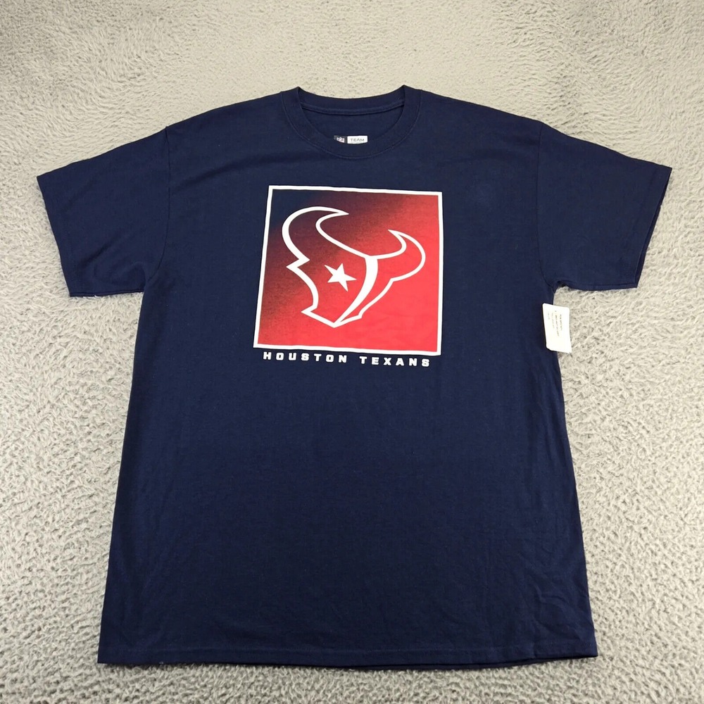 Houston‎ Texans Shirt Mens Large Blue NFL Football Short Sleeve Sports Crew Neck